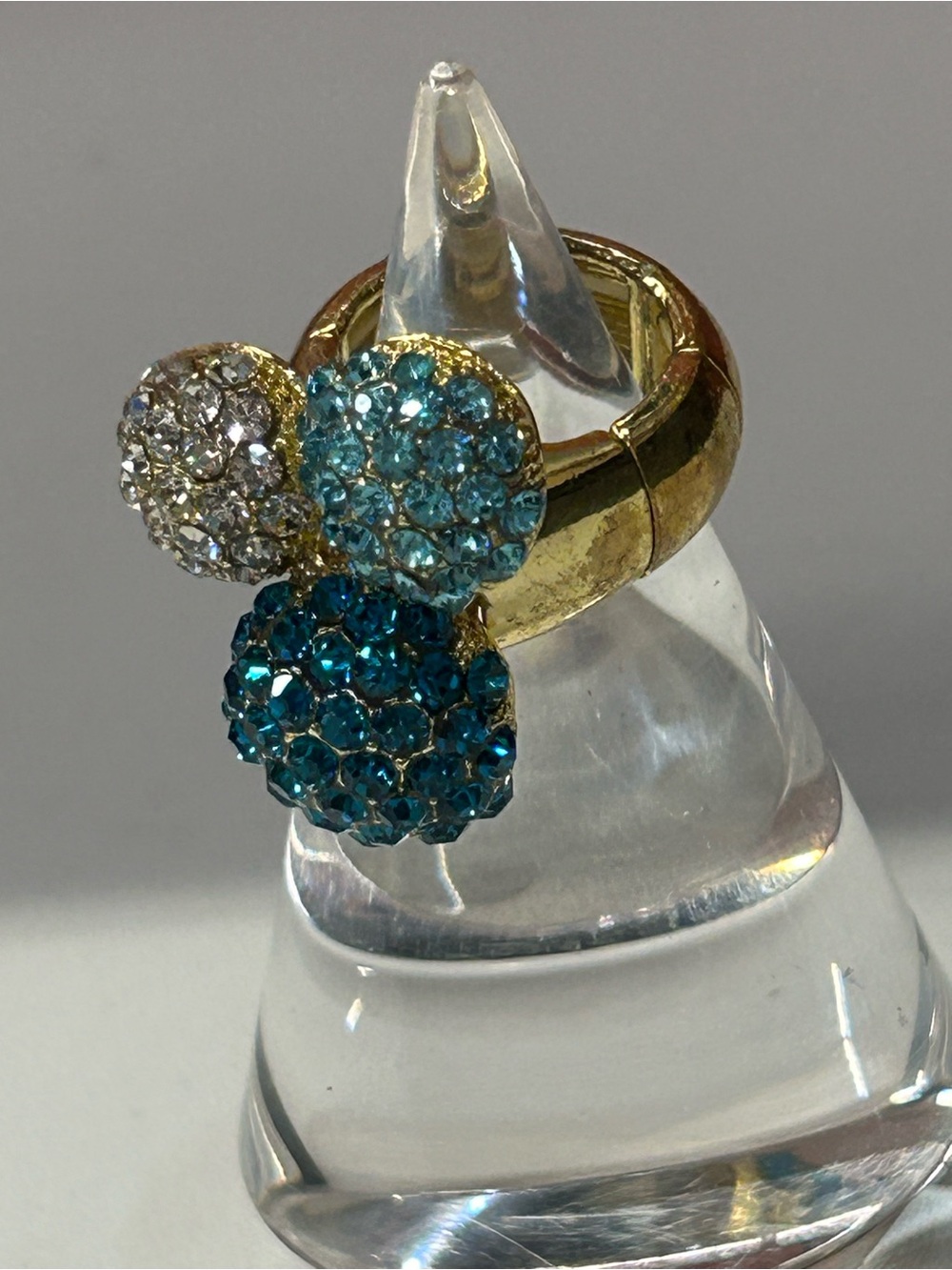 Blue Crystal Gold-Tone Disney Stretch Ring OS